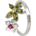 Sterling Silver 925 Cubic Zirconia Flower Petals Toe Ring