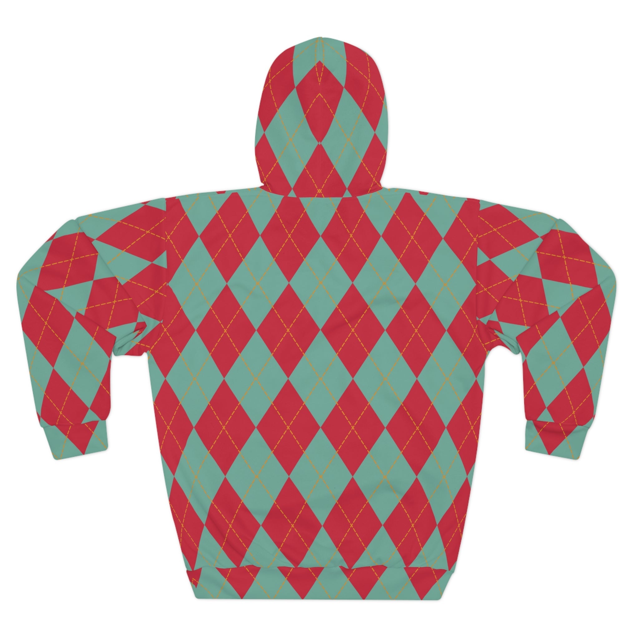 Bigfoot in Fall Leaves Plaid Unisex Pullover Hoodie (AOP) - World Champion Hide and Seek Player
