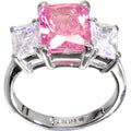 Silver PINK .80 Carat Cubic Zirconia RECTANGLE TRIO Ring