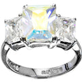 Silver CRYSTAL .80 Carat Cubic Zirconia RECTANGLE TRIO Ring