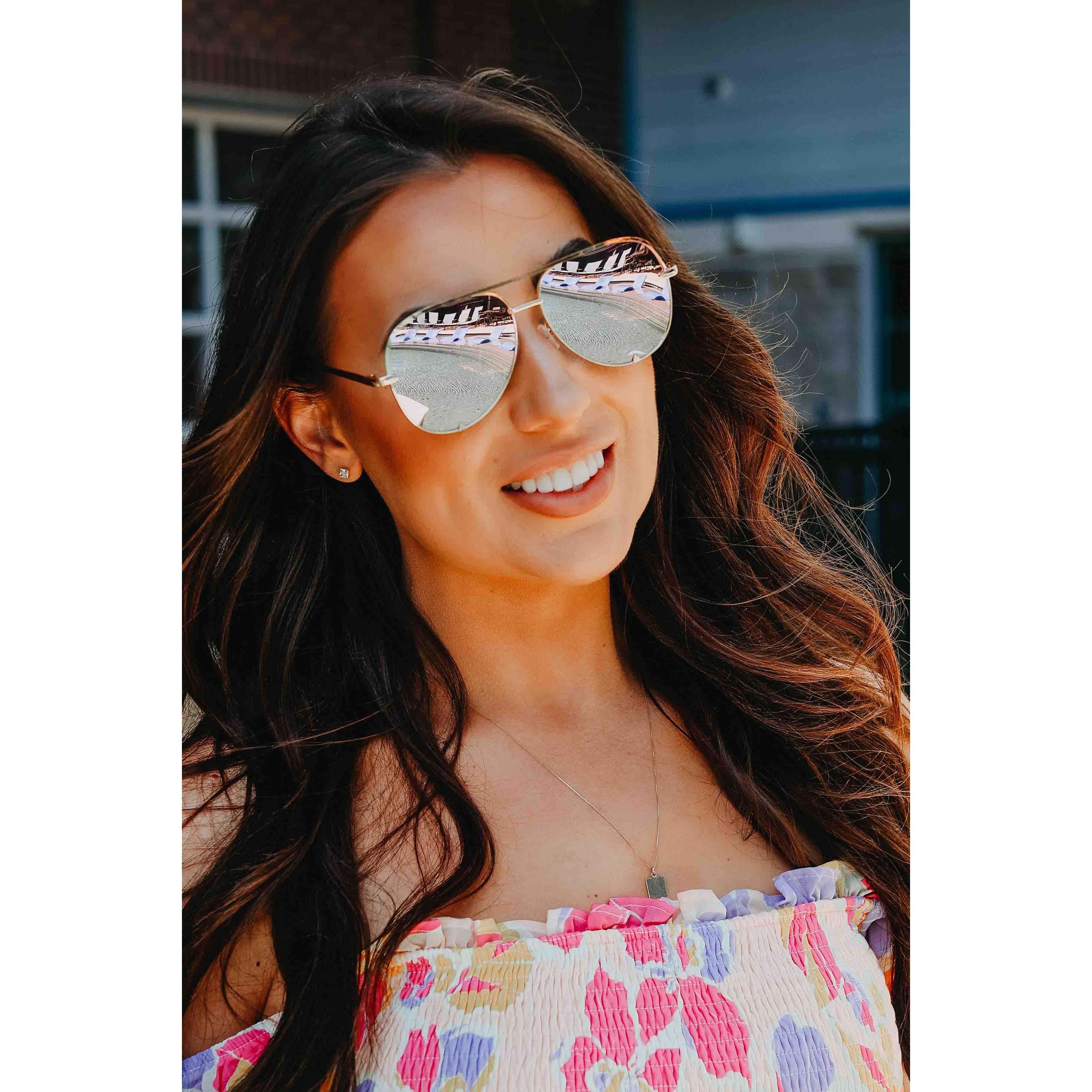 Pink/Gold - High Quality Unisex Aviator Sunglasses