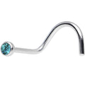 Blue Zircon Screw Nose Ring Created with Crystals