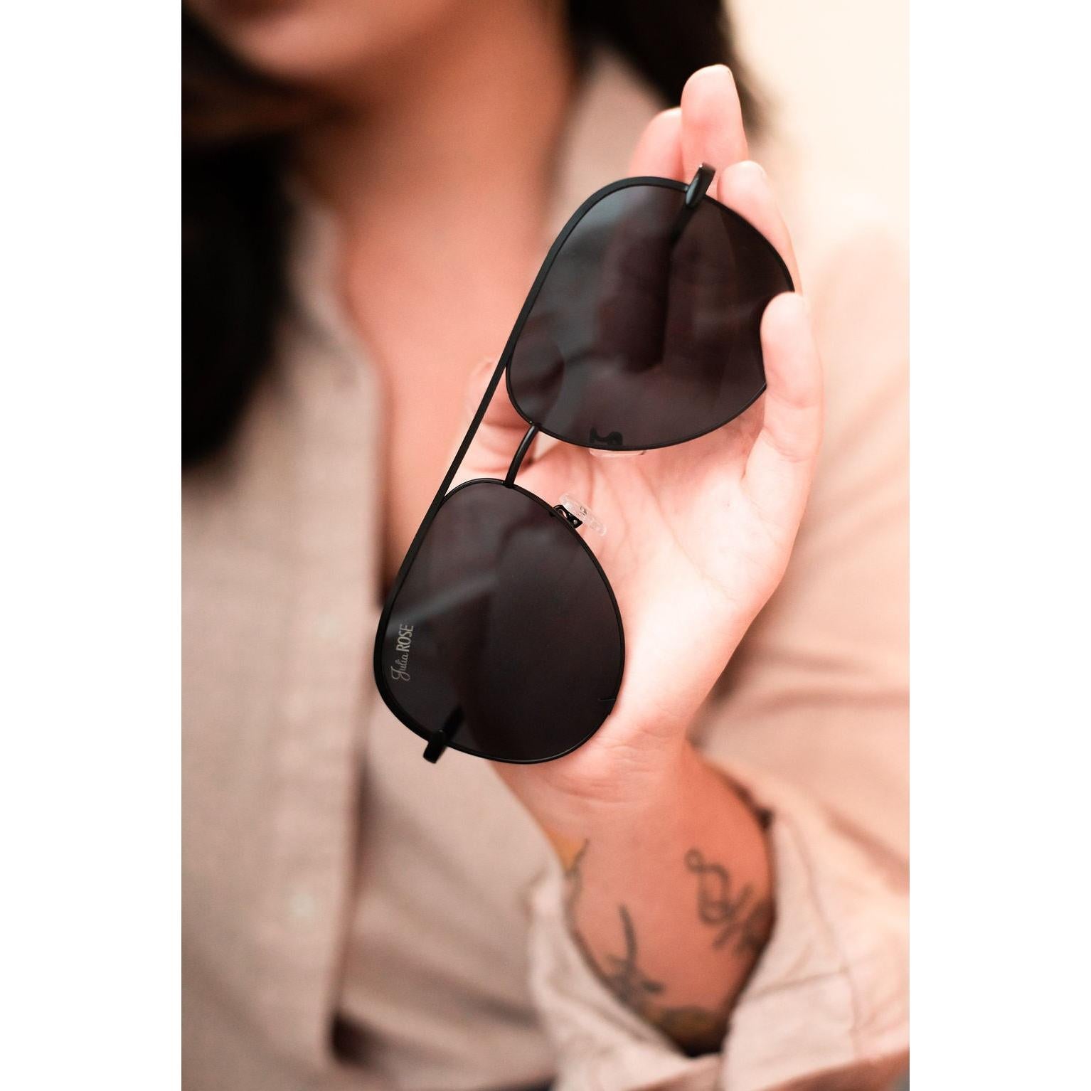 Black/Black - High Quality Unisex Aviator Sunglasses