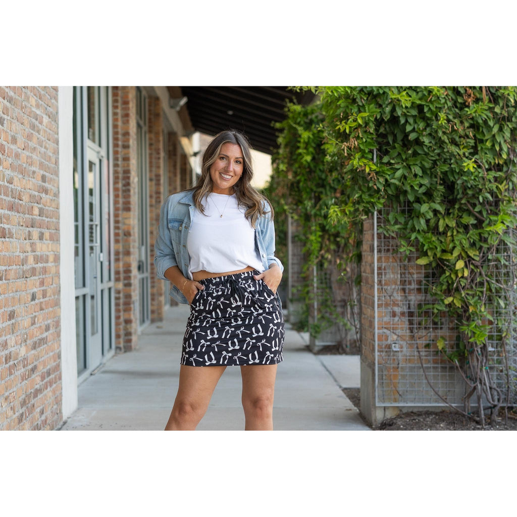 Millie -  White Bow Jogger Skirt