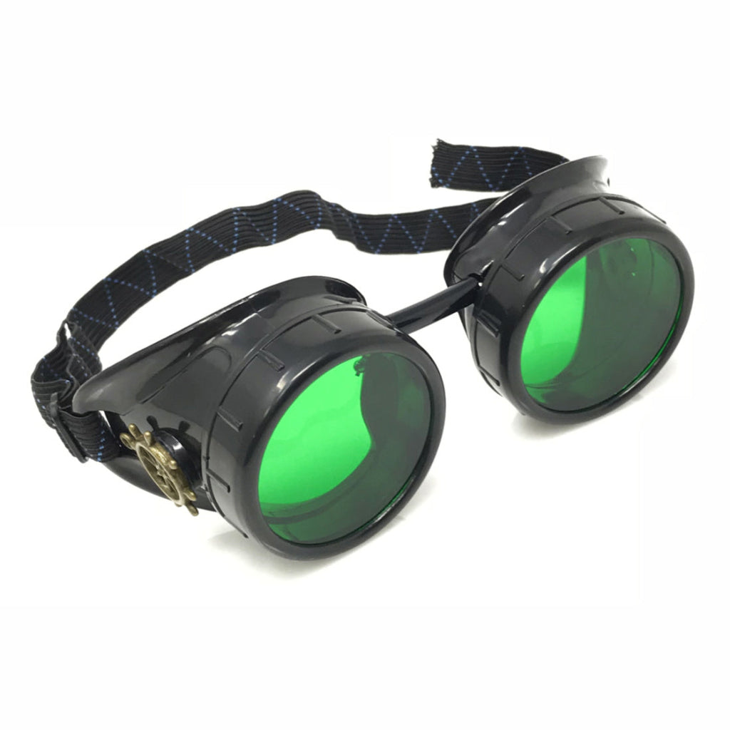 Mad Scientist Steampunk Goggles – Retro Industrial Cosplay Eyewear - red, blue, clear, green lenses
