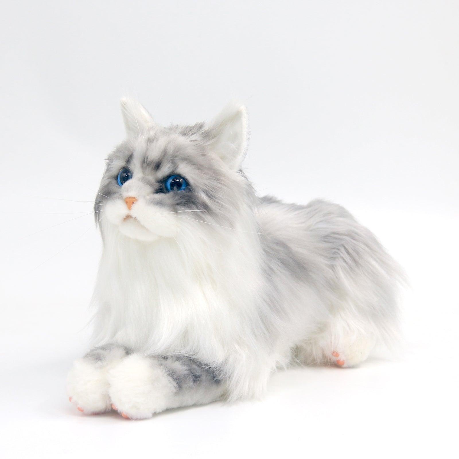 Plush Blue Eyes Grey Hair Cat Weighted-Handmade Life-Size Companion & Pet Memorial