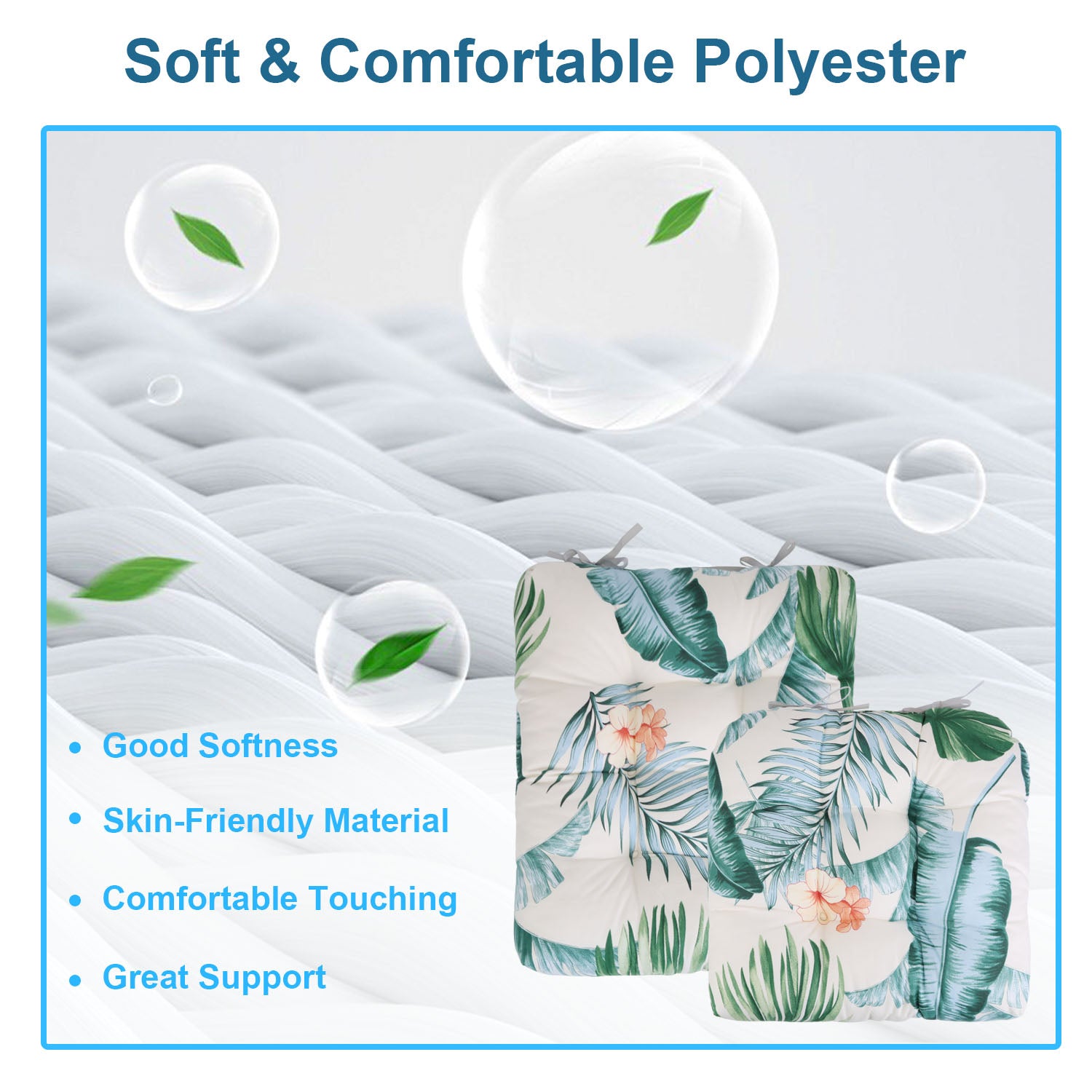 2Pcs Rocking Chair Cushion Upper And Lower Back And Seat Sets with Non-Slip Ties Polyester Fiber Filling Comfortable for Indoor Home Office Car