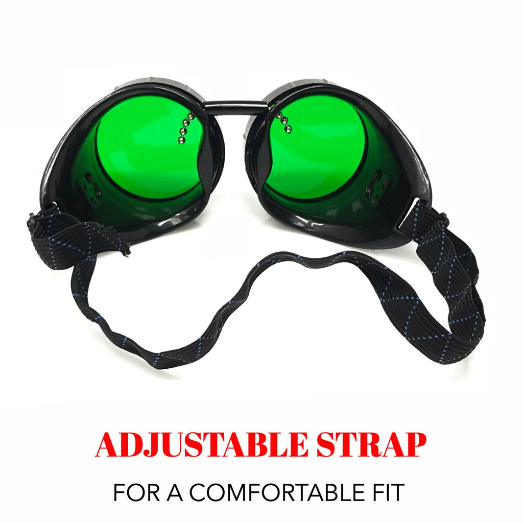 Mad Scientist Steampunk Goggles – Retro Industrial Cosplay Eyewear - red, blue, clear, green lenses