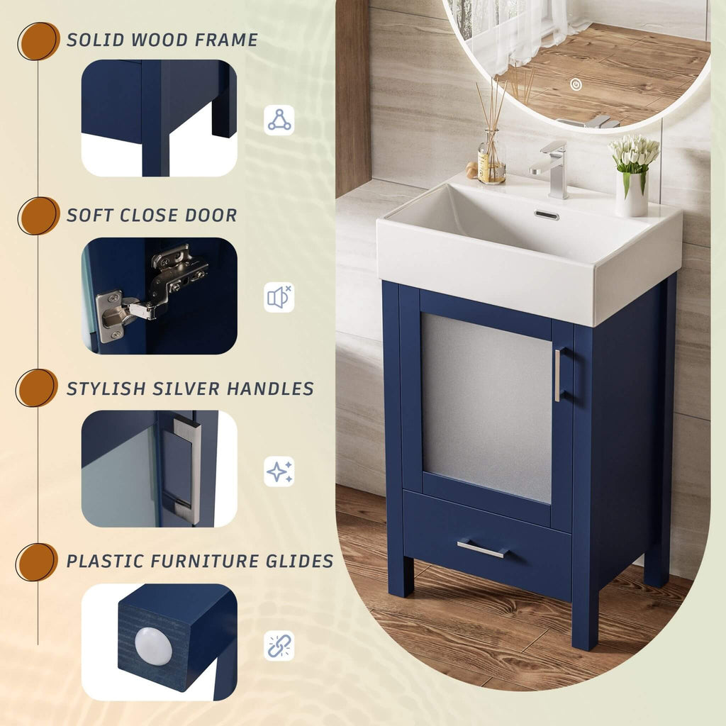 Nuvia 20-Inch Modern Bathroom Vanity With Ceramic Sink And Storage Cabinet (SAK83047)