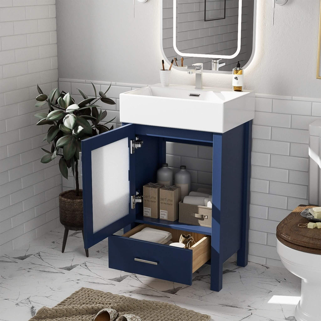 Nuvia 20-Inch Modern Bathroom Vanity With Ceramic Sink And Storage Cabinet (SAK83047)