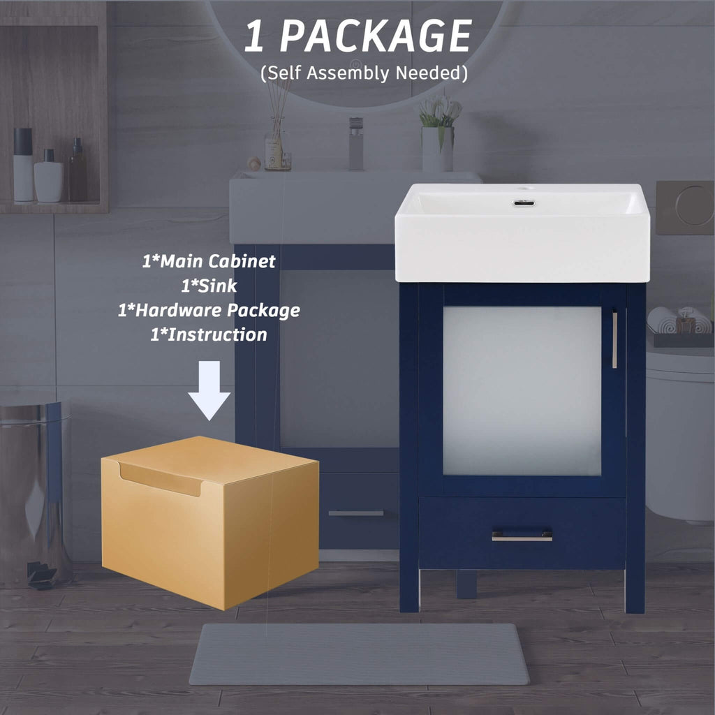 Nuvia 20-Inch Modern Bathroom Vanity With Ceramic Sink And Storage Cabinet (SAK83047)
