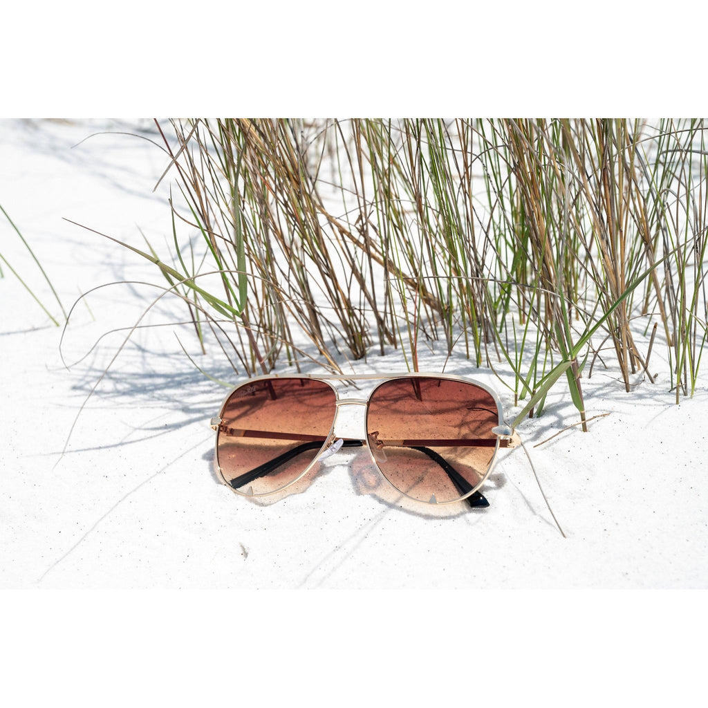 Gold / Caramel Tea - High Quality Unisex Aviator Sunglasses