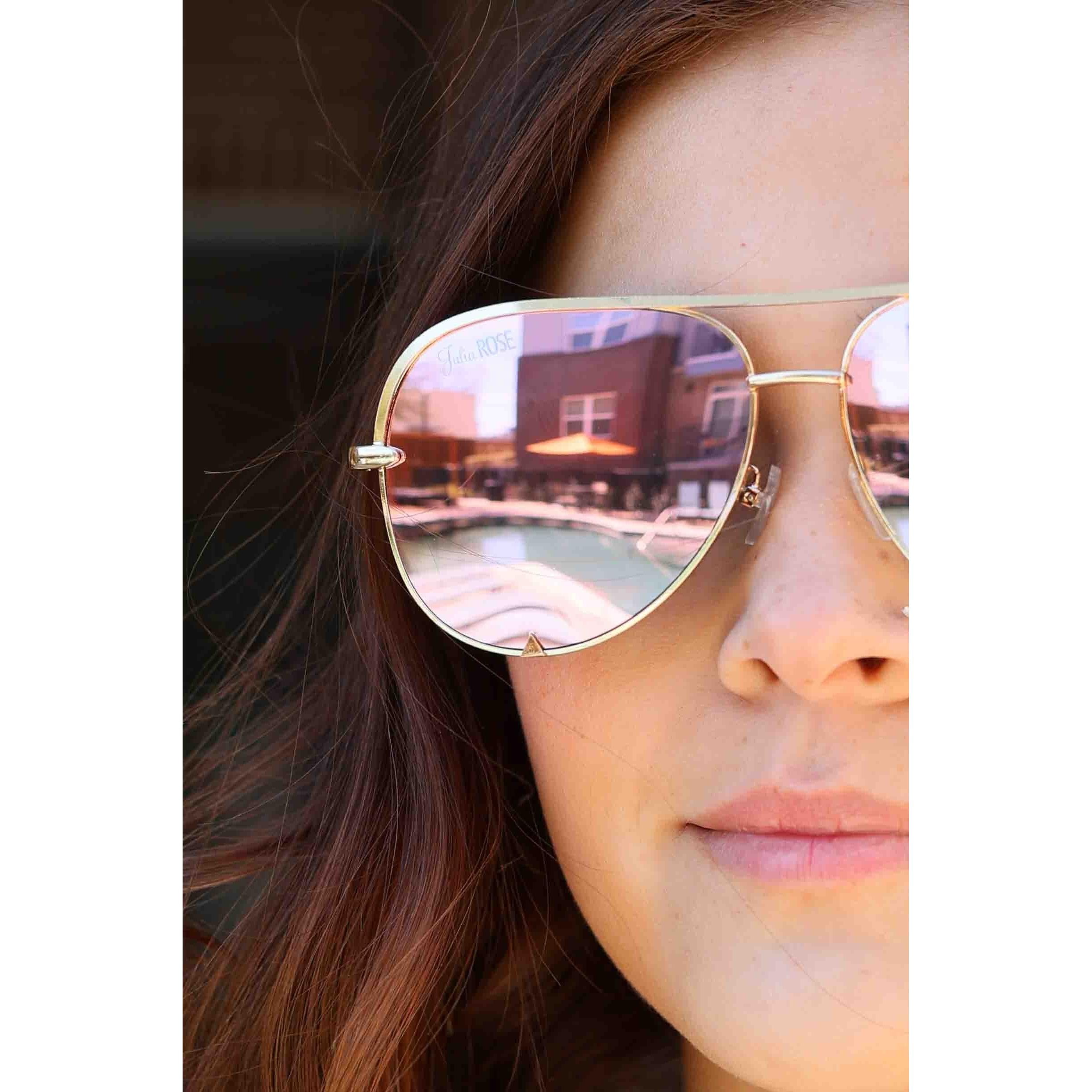 Pink/Gold - High Quality Unisex Aviator Sunglasses