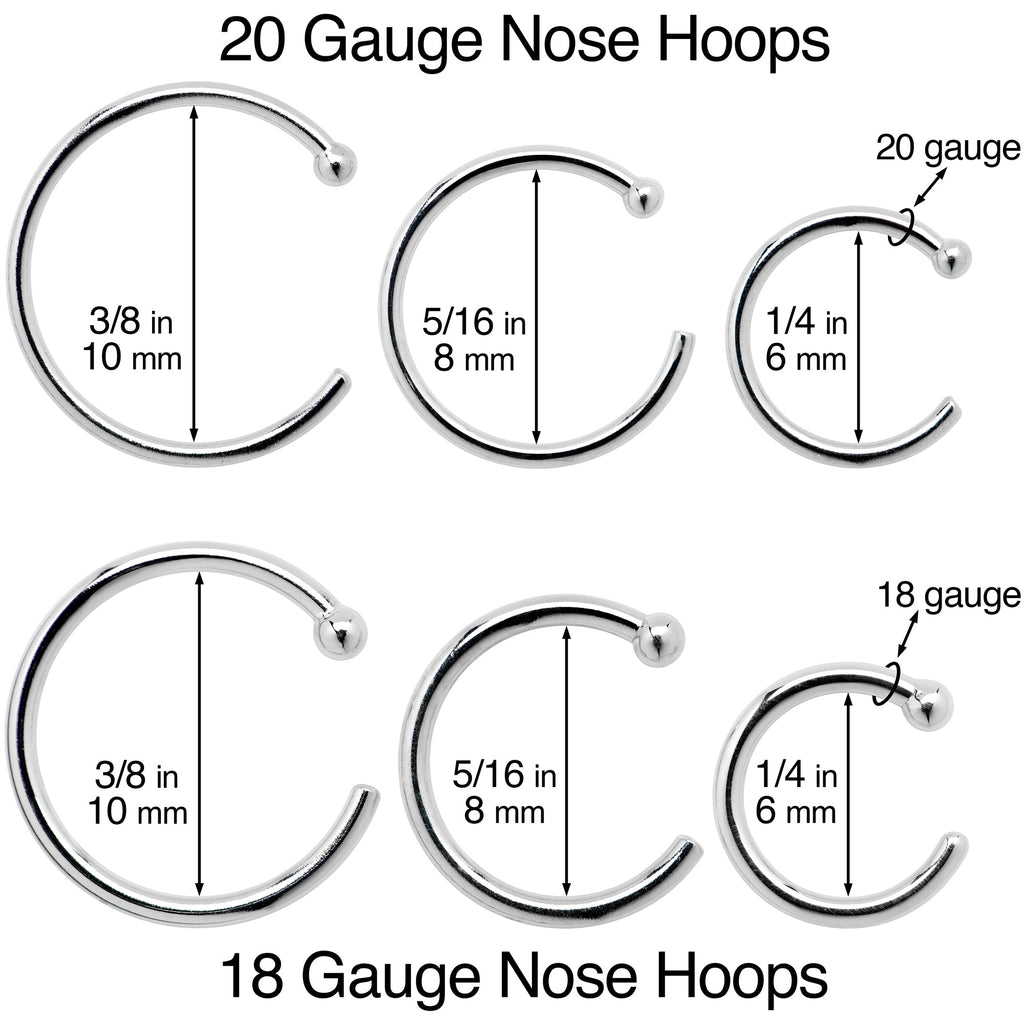 20G 5/16 Solid 14K White Gold Nose Hoop