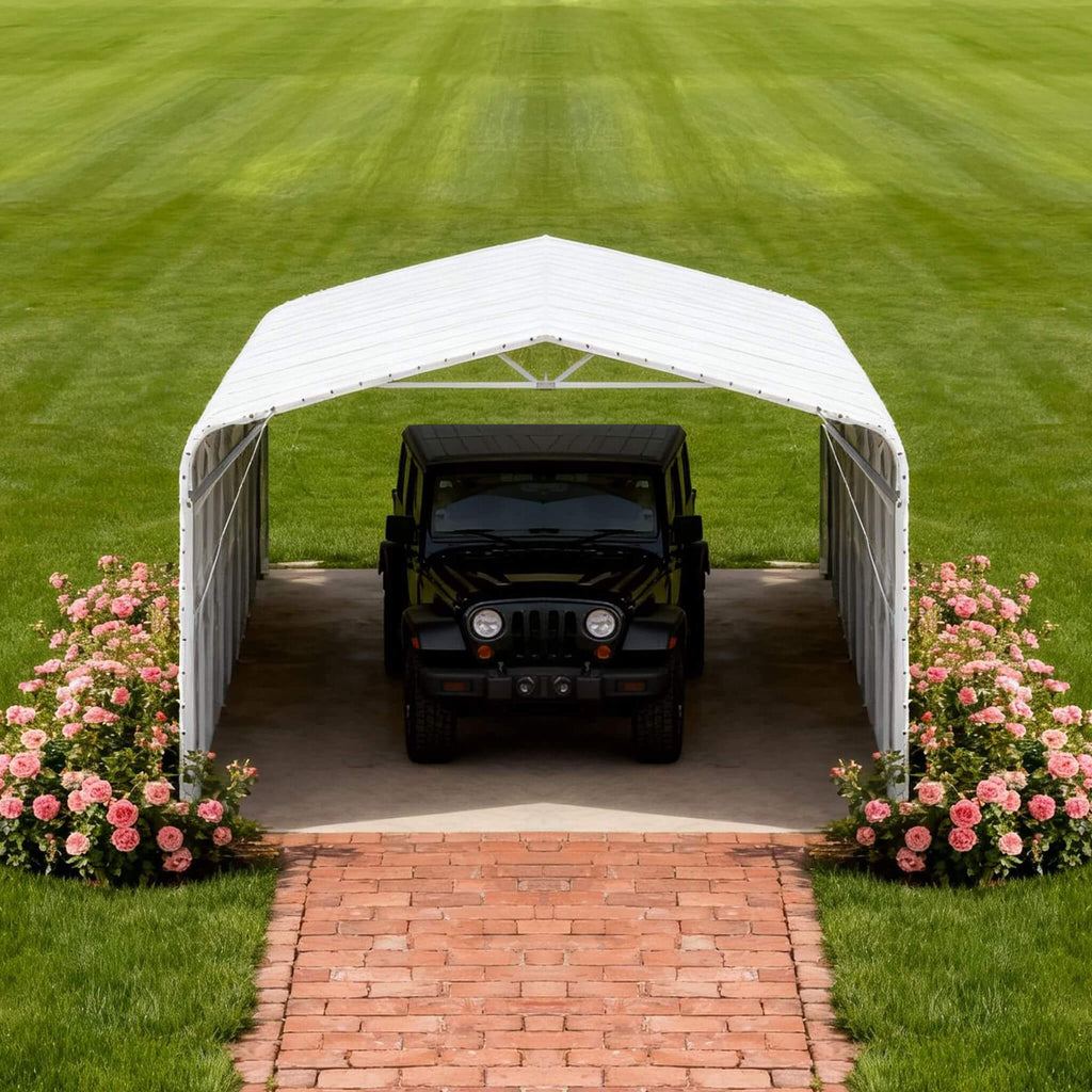 [20X30FT] Alora Heavy-Duty Outdoor Galvanized Steel Carport (SAK21596)
