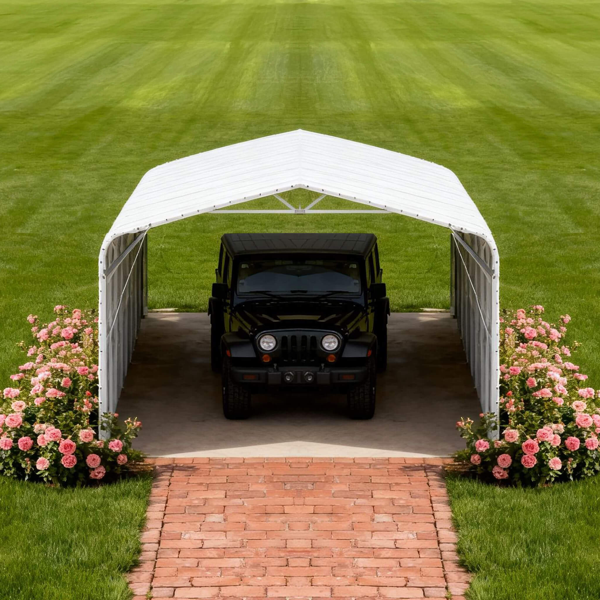 [20X30FT] Alora Heavy-Duty Outdoor Galvanized Steel Carport (SAK21596)