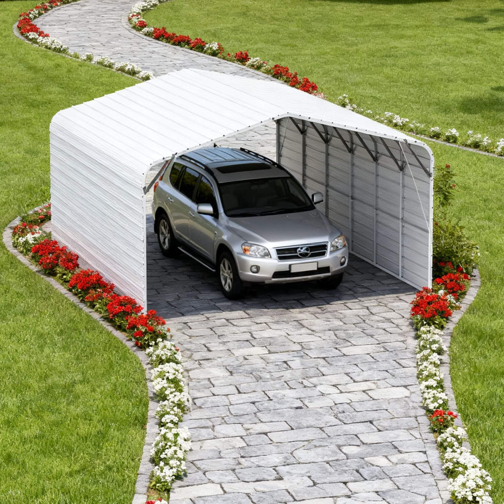 [20X30FT] Alora Heavy-Duty Outdoor Galvanized Steel Carport (SAK21596)