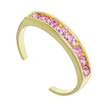 Solid 14k Yellow Gold Pink Cubic Zirconia Toe Ring