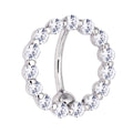 16G Solid 14k White Gold Reverse Zirconia Circle Belly Ring