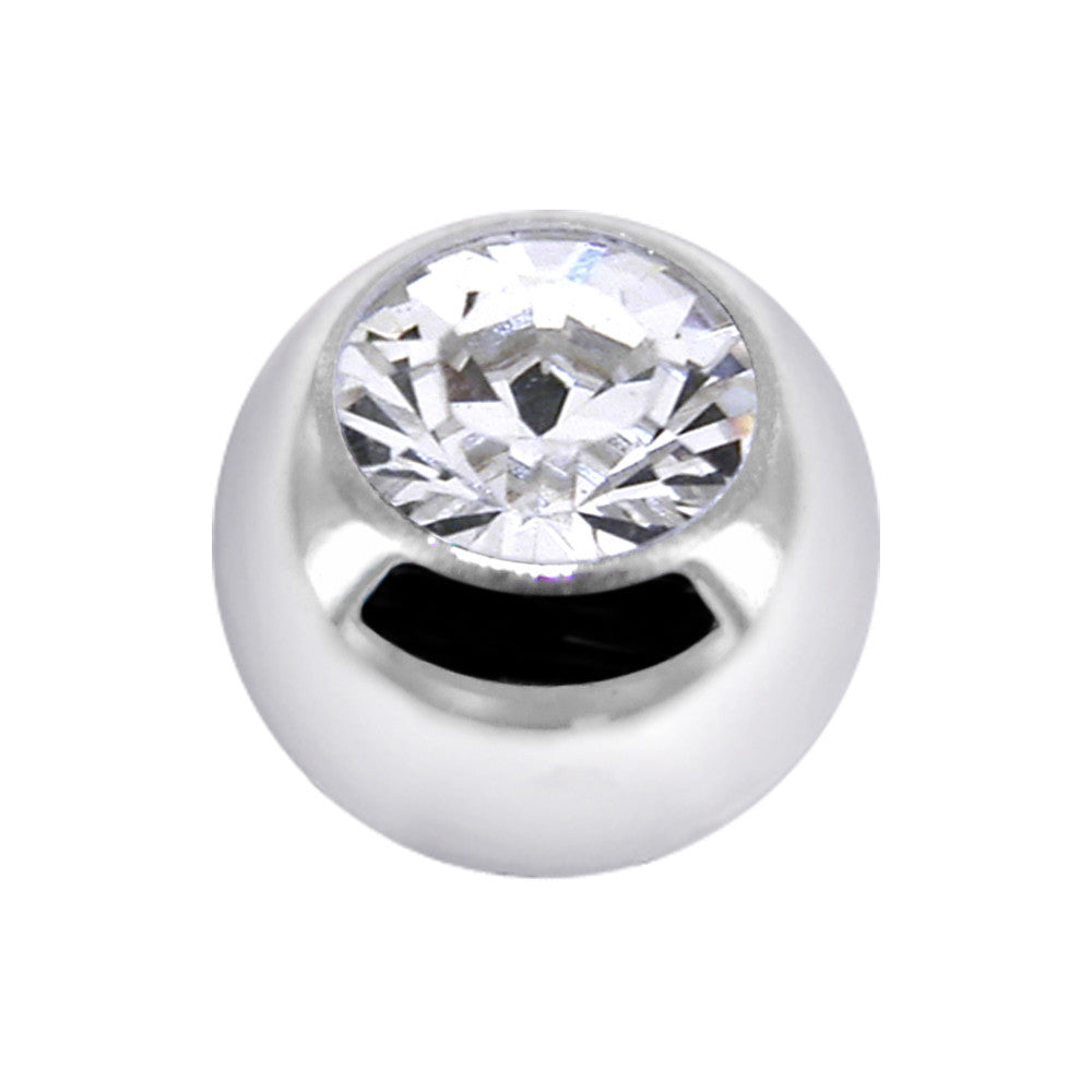 Solid 14k White Gold Cubic Zirconia Replacement Ball  4.5mm - 14G