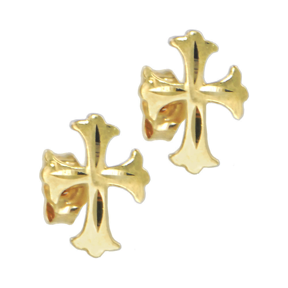 Solid 14K Gold CROSS Earrings