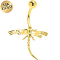 16G Solid 14K Yellow Gold Dragonfly Belly Ring