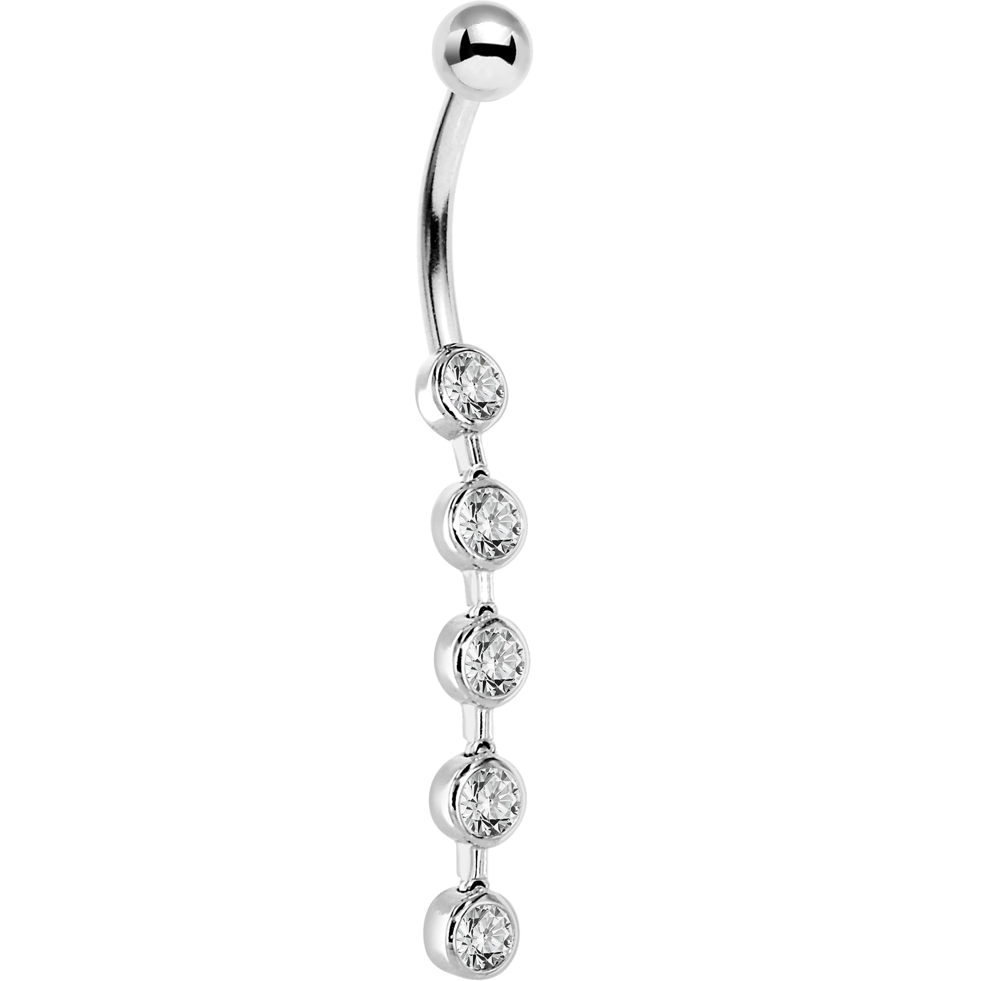 16G Solid 14K White Gold PARAGON Cubic Zirconia Drop Belly Ring