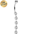 16G Solid 14K White Gold PARAGON Cubic Zirconia Drop Belly Ring
