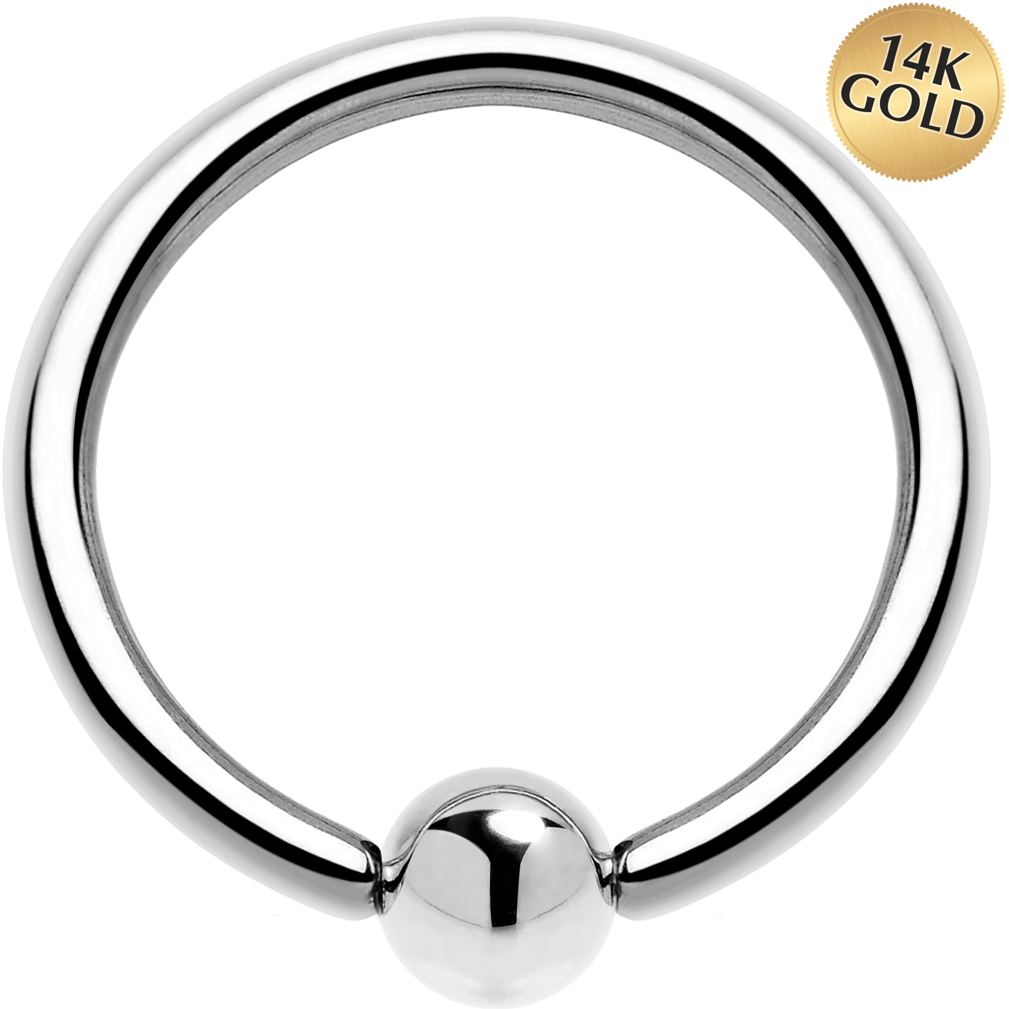 16G 3/8 Solid 14K White Gold BCR Captive Ring