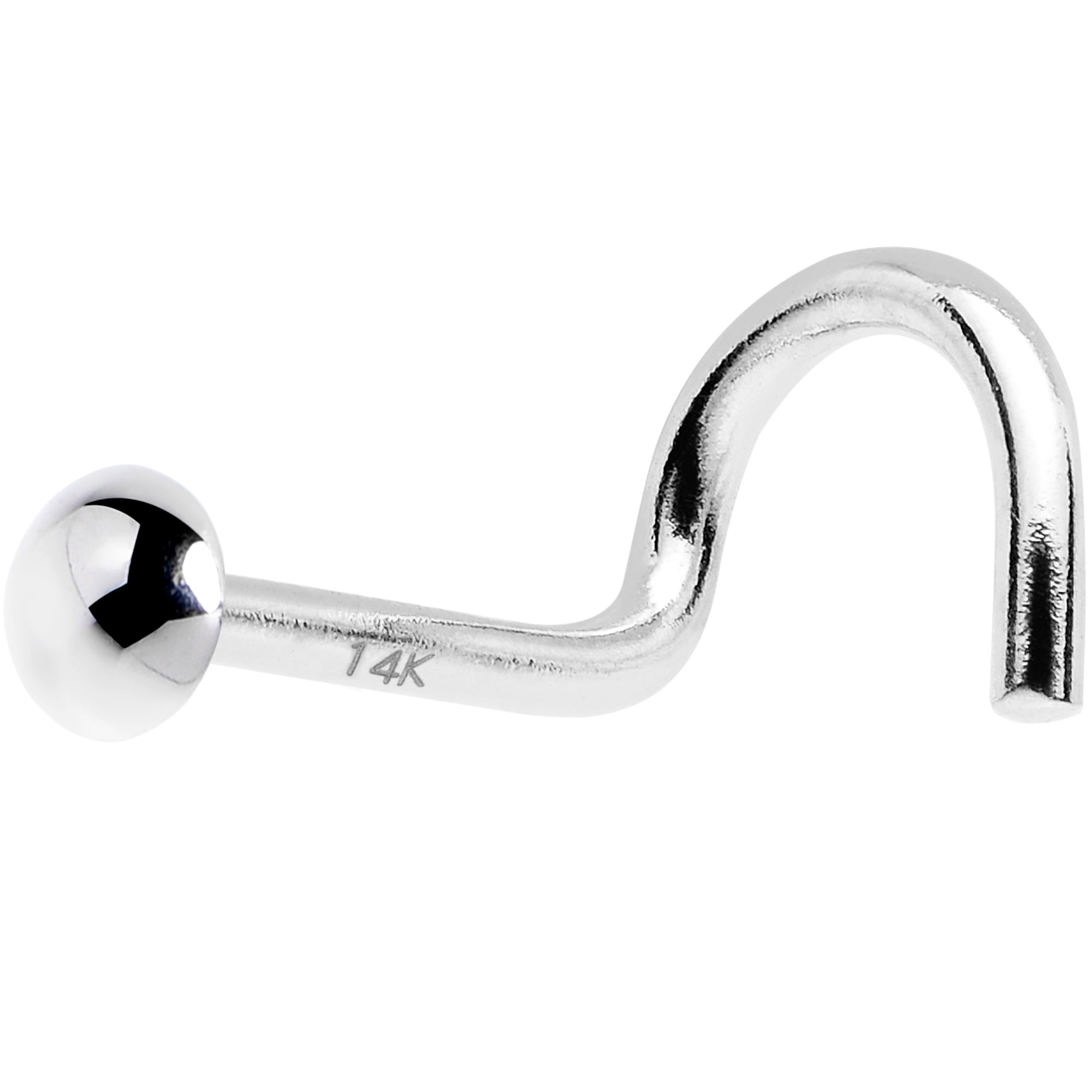 Solid 14K White Gold DOME Nose Ring