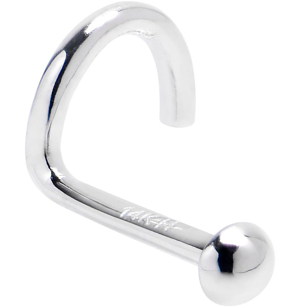 Solid 14K White Gold DOME Nose Ring