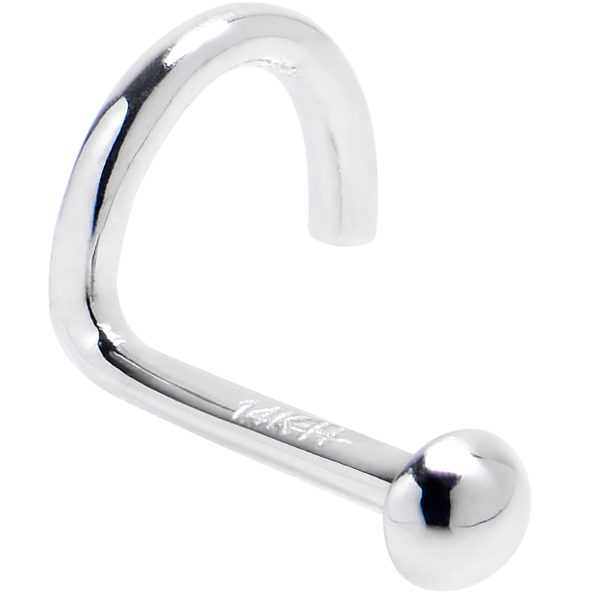 Solid 14K White Gold DOME Nose Ring