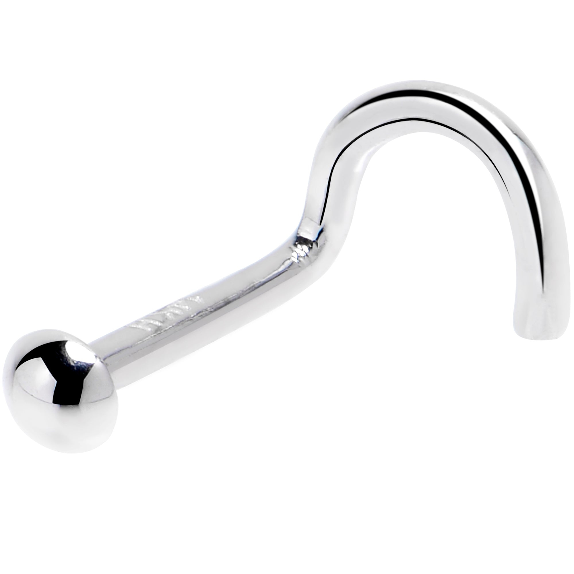 Solid 14K White Gold DOME Nose Ring