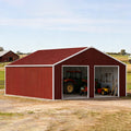 [22X23FT] Alora Heavy-Duty Red-Brown Double Garage Steel Barn Storage Shed (SAK83456)