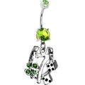 Peridot Green Cubic Zirconia Lucky 7 Belly Ring