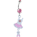 Pink Cubic Zirconia Tutu Ballerina Belly Ring