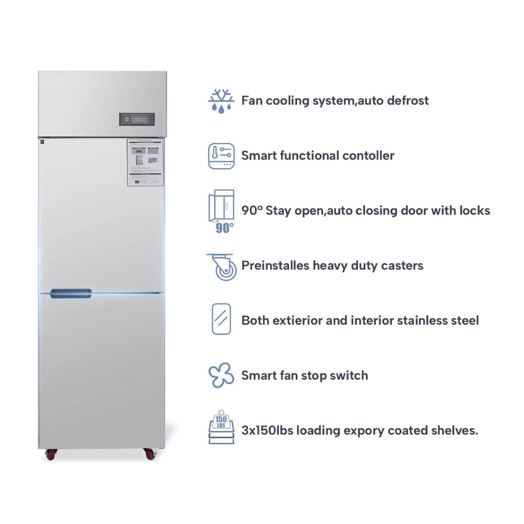 24-Inch Commercial 15 Cu.Ft Stainless Steel Reach-In Refrigerator With Two Split Doors (SAK67230)