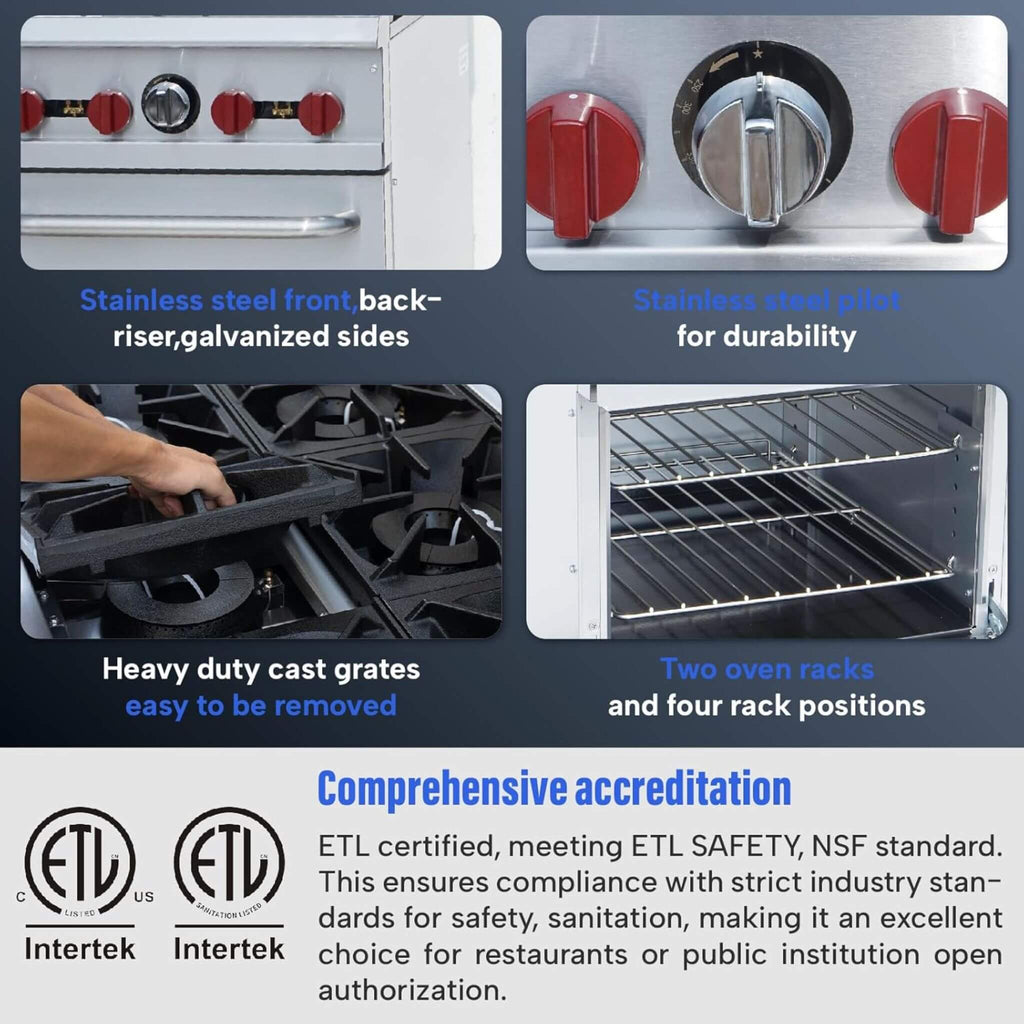 24-Inch Commercial 151K BTU 4-Burner Stainless Steel Freestanding Gas Range (SAK70931)