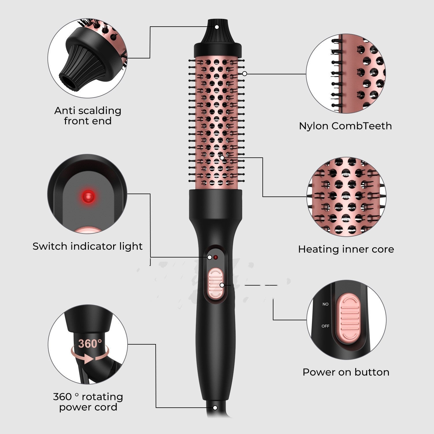 3-in-1 Curling Wand & Hair Straightener – Black Rose Gold Styling Tool