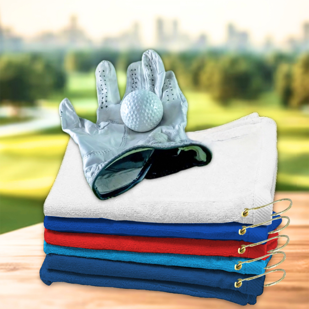 Large Terry Velour Golf Towel: Center Grommet & Hook
