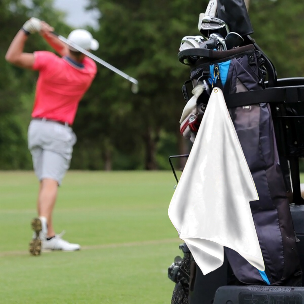 Large Terry Velour Golf Towel: Center Grommet & Hook