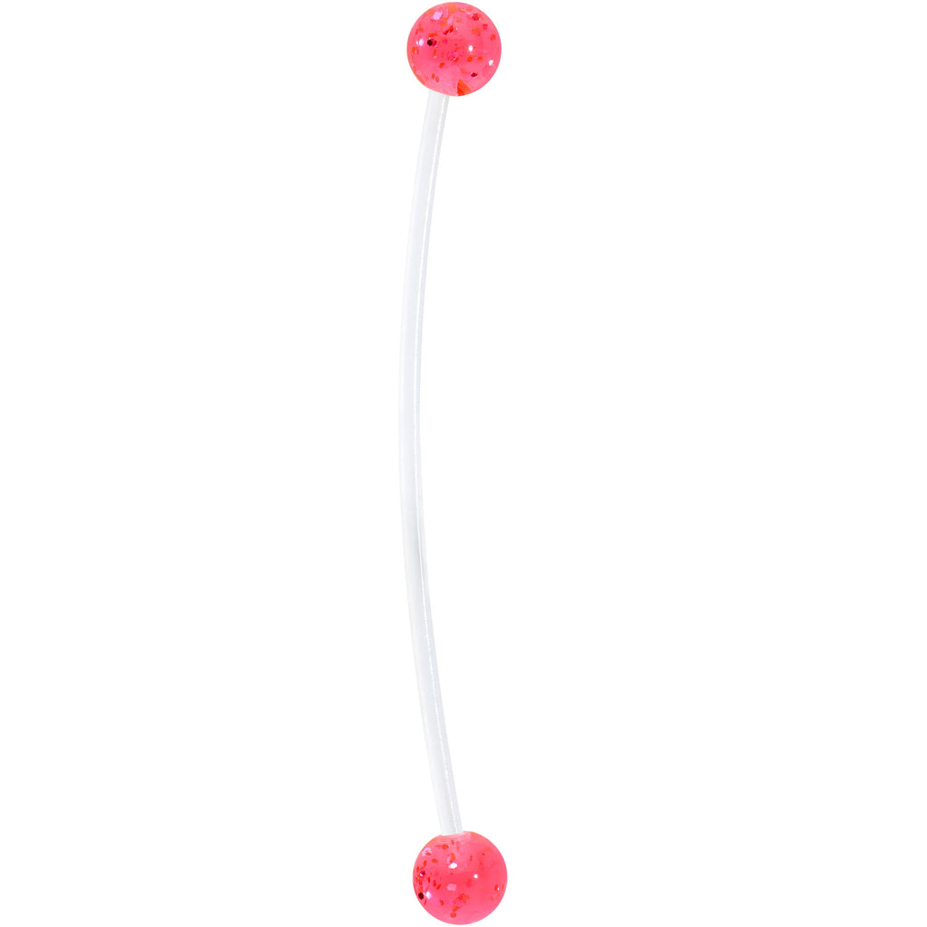 Pregnant Belly Button Ring Clear and Pink Glitter Pack Set