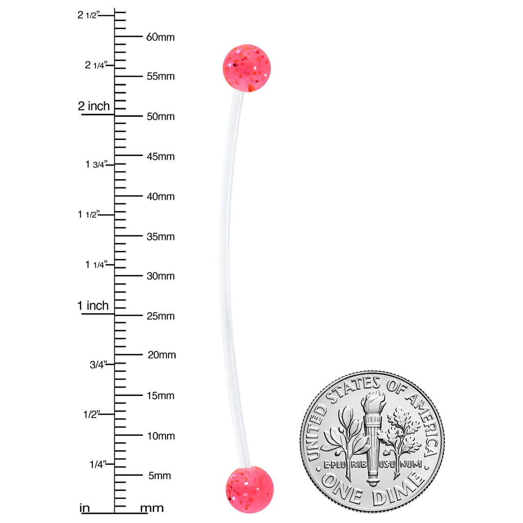 Pregnant Belly Button Ring Clear and Pink Glitter Pack Set