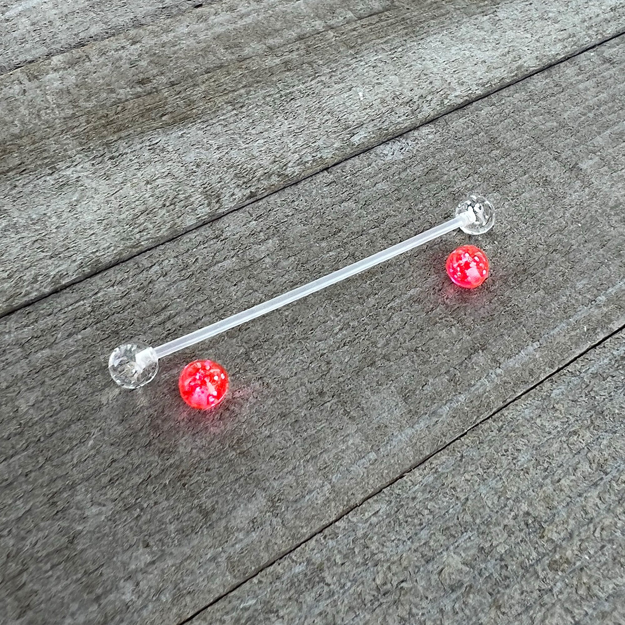 Pregnant Belly Button Ring Clear and Pink Glitter Pack Set