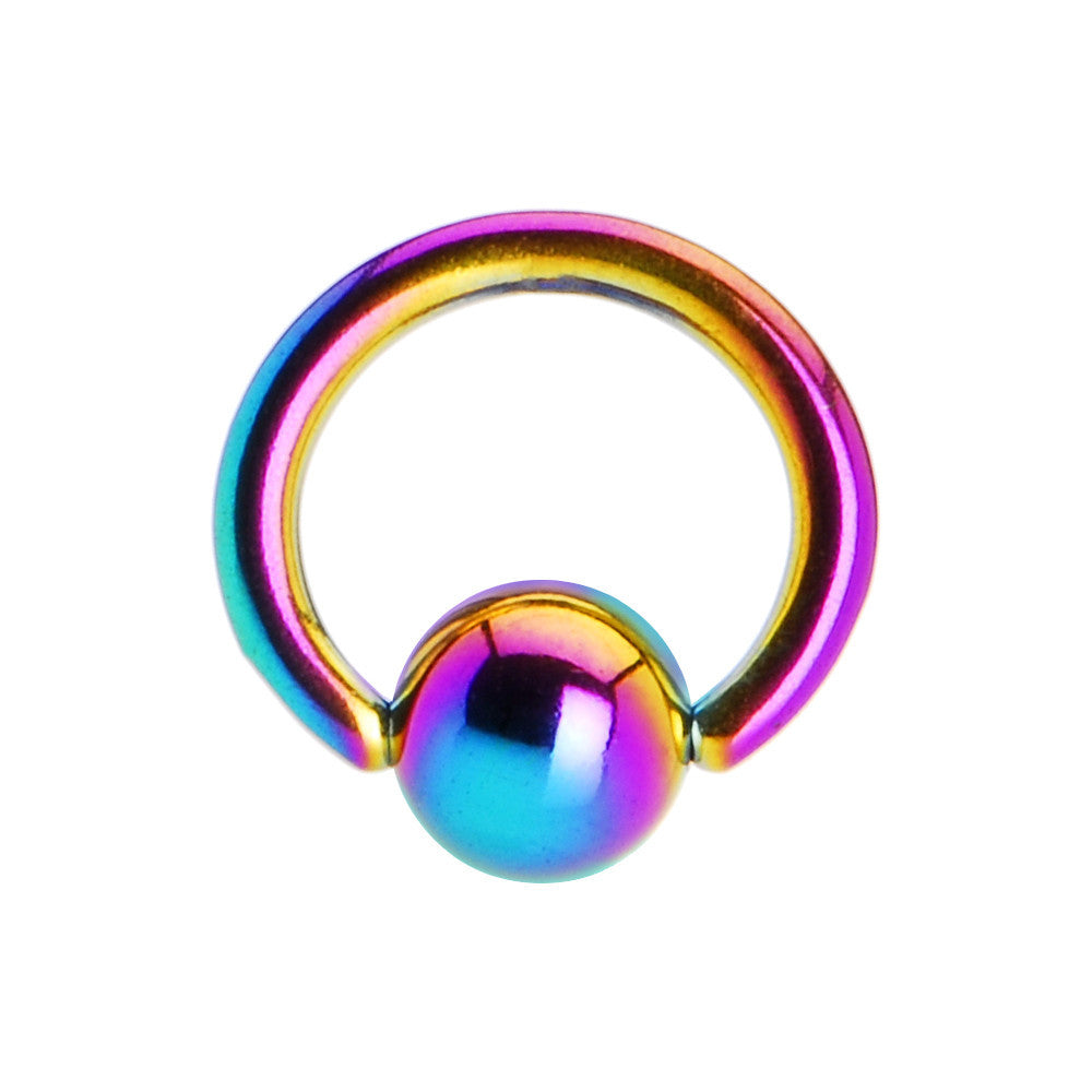 16G 1/4 Rainbow Anodized Titanium Ball Captive Ring