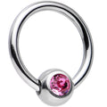 16G 5/16 Rose BCR Captive Ring Created with Crystals