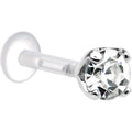 14G 5/16 Clear CZ Round Bioplast Tragus Labret Monroe