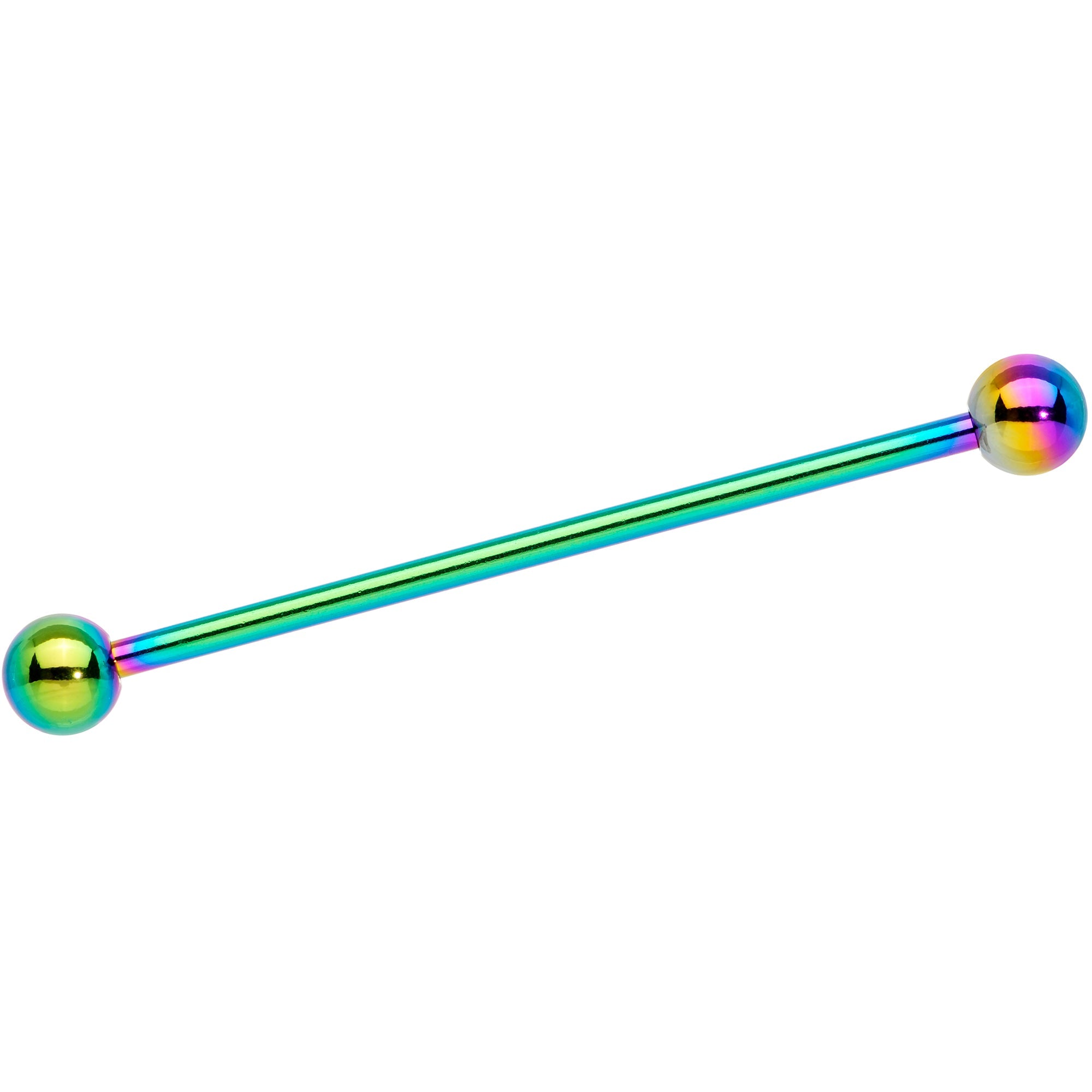 14G Rainbow Anodized Titanium Industrial Barbell Earring