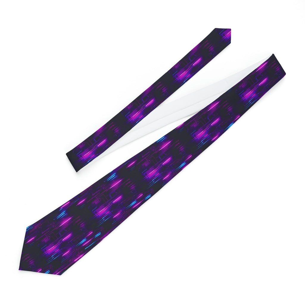 "DirkyThreadz Neon Nexus Necktie - Bold Circuit Design in Vibrant Neon Colors"