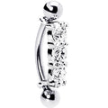 Silver 925 Clear Crystal Trilogy Eyebrow Ring